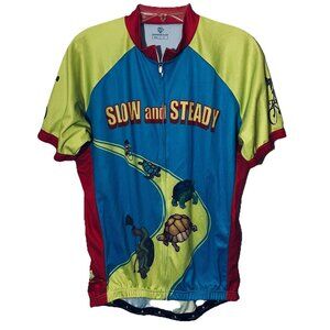 Peak 1 Sports Cycling Jacket Short Sleeves Zip Up Pockets Elastic Band Sz L